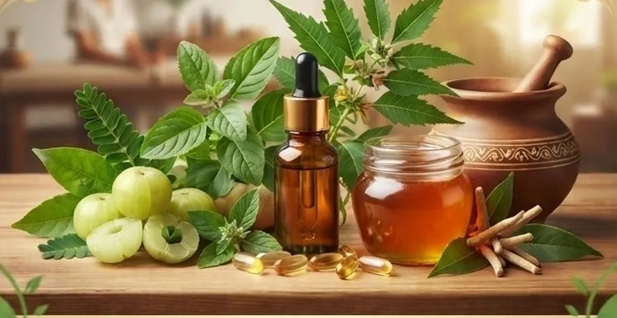 Ayurvedic herbs amla and neem with herbal oil – Ayuplanet Ayurveda consultation